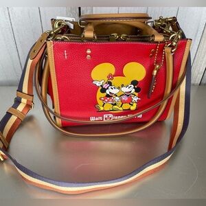 New! COACH X DISNEY Limited Edition 50 Year RED MICKEY & MINNIE MOUSE ROGUE 25